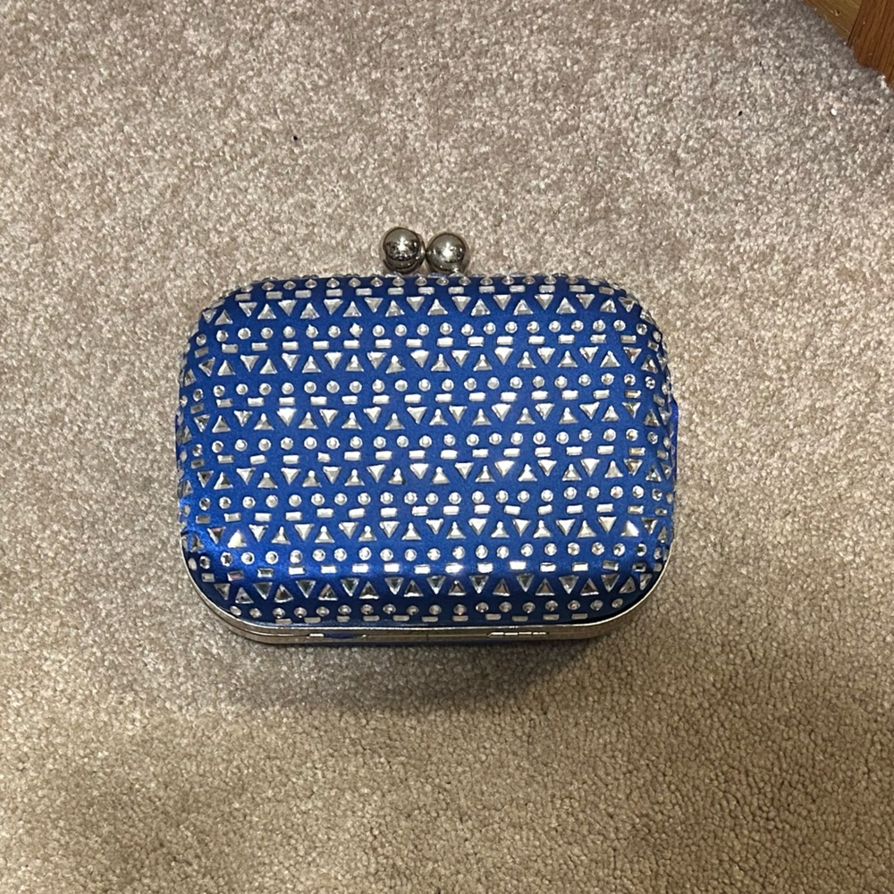 Blue Bedazzled Clutch